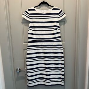 J. Crew Women's Striped Blue and White Suiting Dress